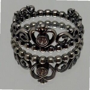 Pandora ALE S925 Sterling Silver Princess Tiara Crown CZ Ring Size 5.75